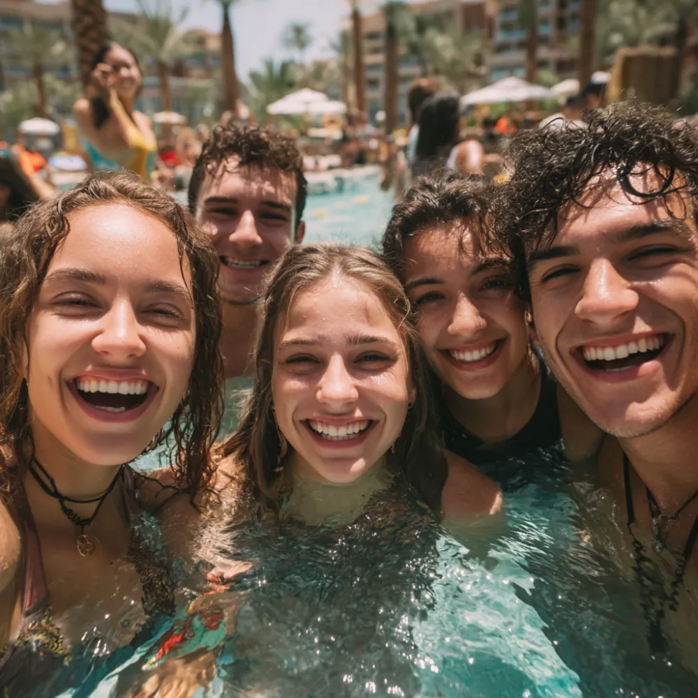 group of friends at a waterpark